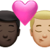 👨🏿‍❤️‍💋‍👨🏼 kiss: man, man, dark skin tone, medium-light skin tone display on Apple